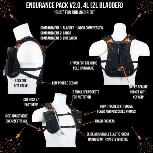 endurance pack 4l v2 0 2l bladder cargo ideal for running and biking 134 95 black orange hydration mud llc clothing outerwear personal 497 1024x1024 0cb539ba 6f80 4c08 915c 3c5002df87ad